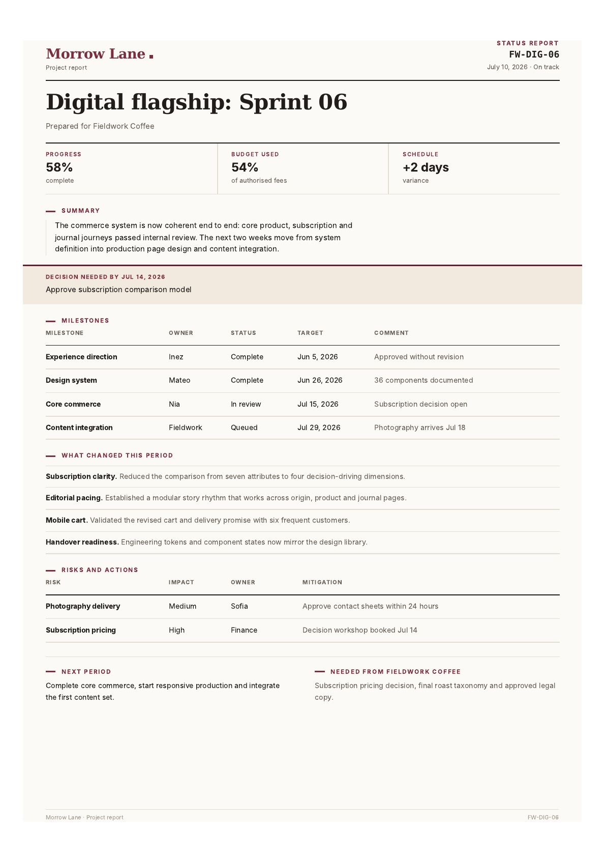 Project report PDF template preview